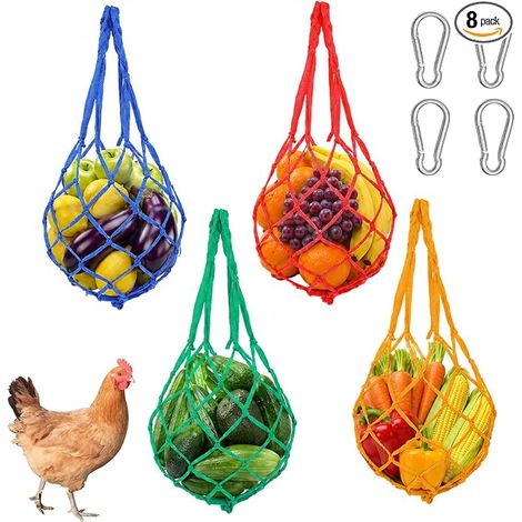 sacs en filet d'alimentation en nylon avec crochets Filet de nourriture pour poules à suspendre Accessoire pour poules canards oiseaux oiseaux (1/5)