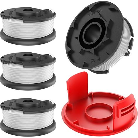 Bobine de fil pour coupe-bordure sans fil Einhell GE-CT 18/28 Li et GE-CT 18/28 Li TC, pour bobine de fil de rechange Einhell TLE-03, couvercle de bobine TLE-03-1 (4 bobines de fil + 1 (1/5)