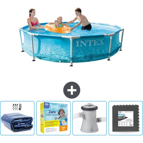 Intex-Schwimmbecken mit rundem Rahmen – 305 x 76 cm – Wasserdruck – im Lieferumfang enthalten Accessoire CB10