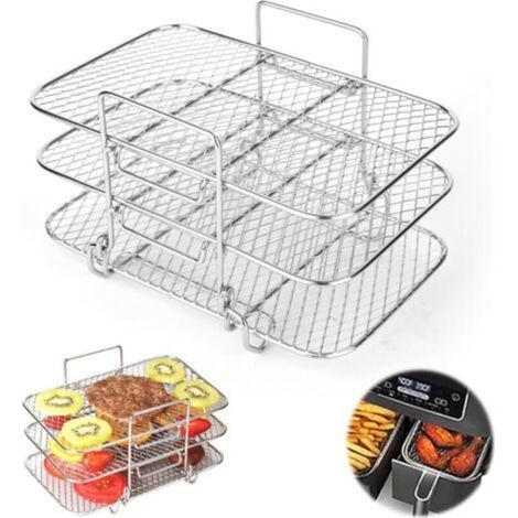 Grille pour Friteuse à Air, Multifonction Trois Couche Empilable, pour Ninja Air Fryer AF300EU AF400EU (1/5)