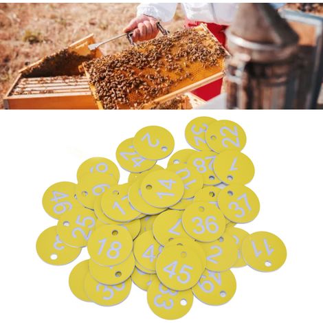 Nummerierte, perforierte, hellgelbe Bienenstock-Markierungsetiketten, 1-50 (1/5)