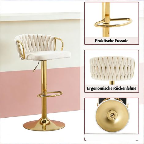 Tabouret de Bar Rond et Moelleux, Siège Confortable, Chaise de Cuisine Élégante, Repose-Pieds pour Café (Un Tabouret Inclus) (1/5)