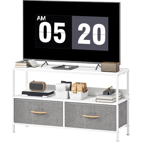 HOMCOM Mobile porta TV con 2 Cassetti Pieghevoli e Mensola 98x29x56cm Bianco (1/5)
