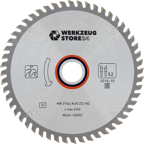 WS24 HM Kreissägeblatt Holz 210 x 2,4 x 30 WZ 52 - WS24-100083 (1/2)