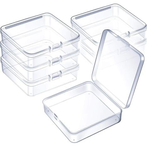 (6 Pièces)Mini Boîtes de Conteneurs de Stockage de Perles en Plastique Transparent pour Collecte de Petits Objets, Perles, Bijoux, Cartes de Visite, Artisanat (3.7 x 3.7 x 1.18 Pouces) (1/5)