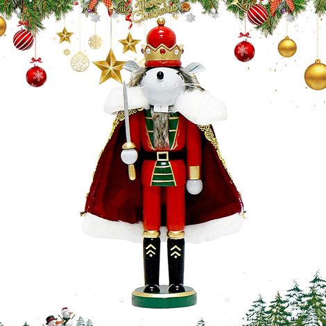 Wooden Nutcracker Figures, Festive Tabletop Decoration, Mice King (1/5)
