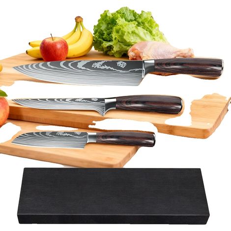 Juego de cuchillos de chef, acero inoxidable, hoja de 20 cm de longitud, mango de 13,5 cm de longitud, ángulo de la hoja 60°, certificado LFGB. (1/4)