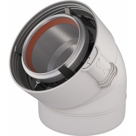 Gomito a 45� Rolux Gas Ø 60/100mm alu/PVC