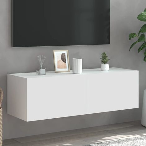 vidaXL TV Wall Cabinet with LED Lights White 100x35x31 cm (1/5)