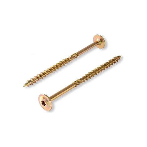 Tellerkopfschrauben mit Torx-Antrieb (8,0 x 200 mm / 50 Stück) Holzschrauben für Dachkonstruktionen - Konstruktionsschrauben Gelb verzinkt - Sparrenschrauben TX-Buchse - BIT TX-40 inklusive