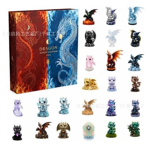 Havsglas Tomte Calendrier de l'Avent 2026 – Liten Tomte Julnedräkning dragon (1/5)
