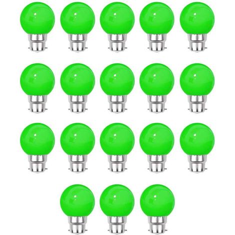 Lot de 18 ampoules Led Vert B22 Incassables - Guirlandes guinguette - Culot baïonnette