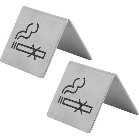 Lot de 2 panneaux de table « Interdiction de fumer » en acier inoxydable double face lisse, panneau d'avertissement pour hôtel (1/5)