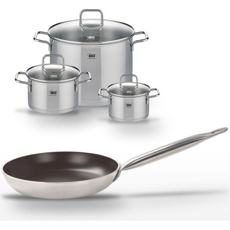 Lot Poêle 24 cm avec revêtement céramique sans PFAS & 3 Faitouts 16/20/26 cm Elo Bistro Line Citrin (1/5)