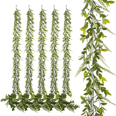 Guirnalda de hiedra artificial verde de 170 cm, 6 piezas, como las naturales, para balcón o terraza. (1/5)