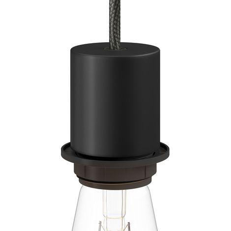 Kit douille E27 semi-filetée en métal avec serre-câble dissimulé Noir