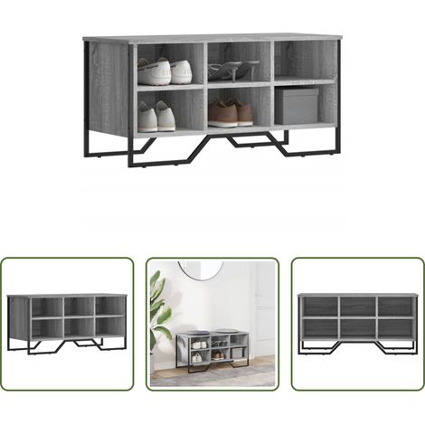 vidaXL Bois d'ingénierie - Armoire à chaussures sonoma gris 90x38x45,5cm bois d'ingénierie (1/5)