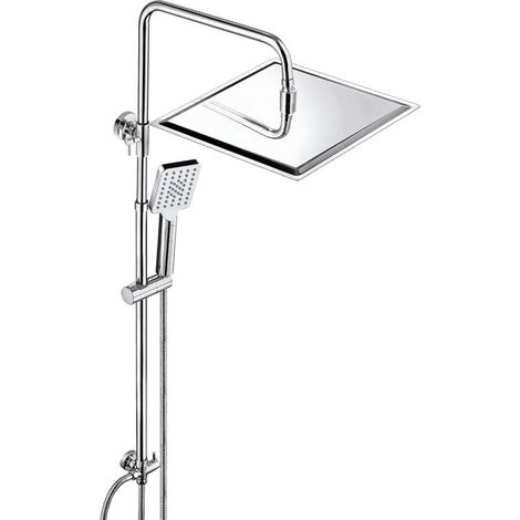 JOHO – Colonne de douche sans robinetterie en inox chromé – Compatible rénovation – Douchette 3 jets – Réglable en hauteur – Douche effet pluie carrée 30x30 cm XXL
