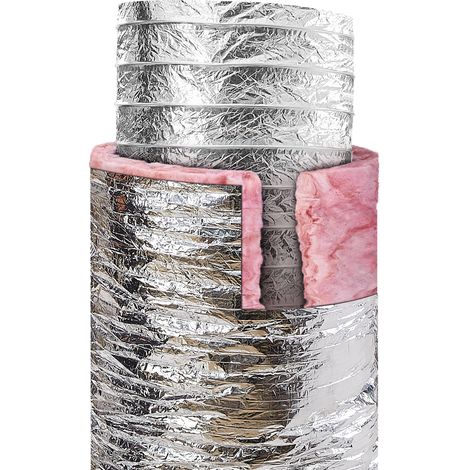 Mophorn Trockner-Abluftschlauch, 152,4 mm isolierter flexibler Kanal, 7,62 m lang mit 2 Klemmen, robuster 3-Lagen-Schutz für HVAC-Heizung, Kühlung, Lüftung, Abluft, R-6.0, flammhemmend