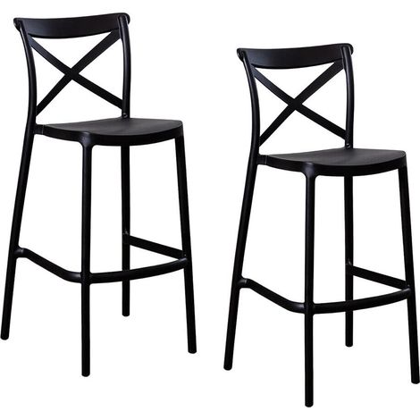 Barhocker 2er Set schwarz sprint kunststoff h 75cm