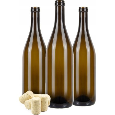 10 bottiglie di vino in vetro bordeaux da 0,75 l con tappo di sughero