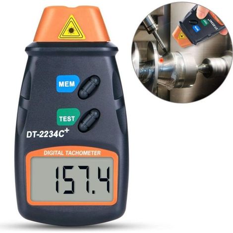 Tachymtre Numrique, Compte-Tours sans Contact, Tachymtre Numrique LCD, Plage Tachymtrique 2.5RPM-99.999RPM, avec 3 Bandes Rflchissantes et Sac en Tissu Bleu (1/4)