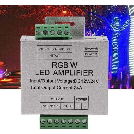 Amplificatore di segnale UlisemDC12-24V RGBW a 4 canali con guscio in alluminio e circuito di uscita per strisce LED (1/4)