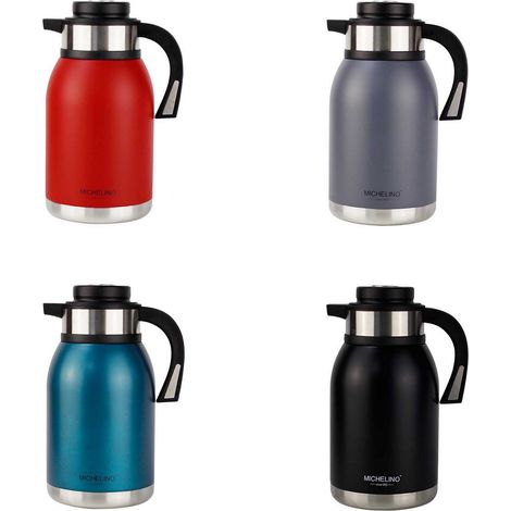 Michelino 2.0L Thermoskanne Doppelwandig Getränkespender Isolierkanne Kanne Kaffee Tee Teekanne Rot (1/2)