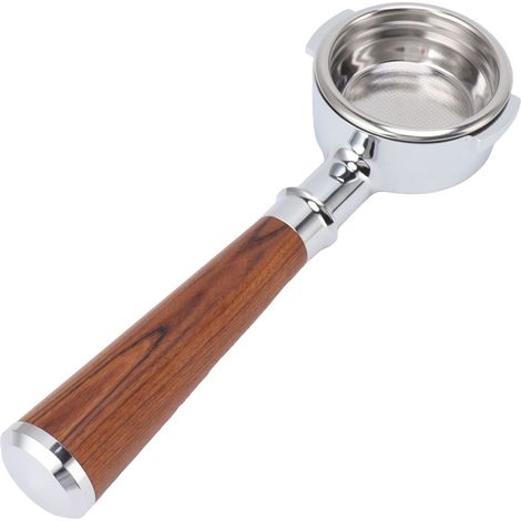 58-mm-Siebträger ohne Boden, Aluminiumlegierung, doppelseitiger Kaffeefilter mit Filterkorb, rotes Rosenholz (1/5)