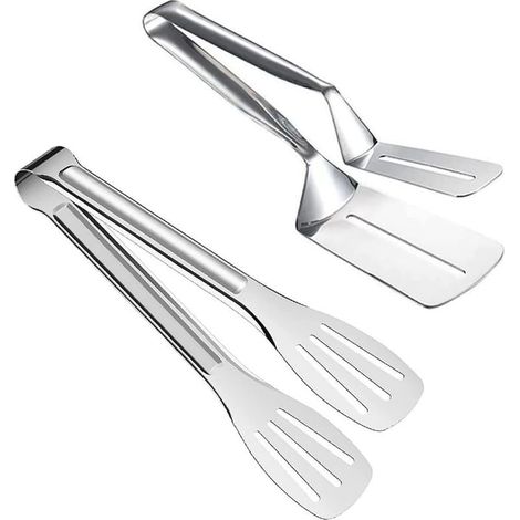 Grillzange, 2-teilige Steakzange, Kochzange aus Edelstahl, Küchenzange aus Edelstahl, Salatzange, Wurstzange, zum Grillen, Brot, Fleisch, Pizza, Fisch, Steak (1/3)