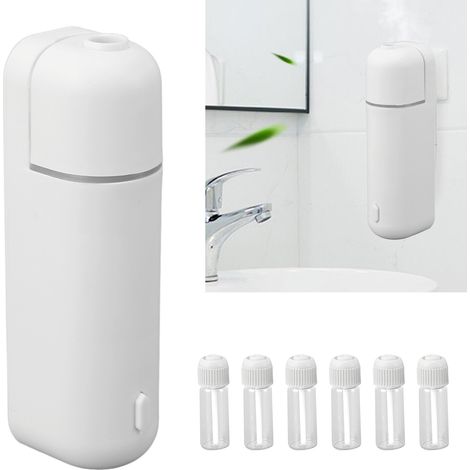 Aromatherapie-Diffusor mit ätherischen Ölen (5 ml), tragbarer Lufterfrischer mit 6 Fläschchen für Zuhause, Hotel, Büro, Badezimmer, Weiß (1/5)