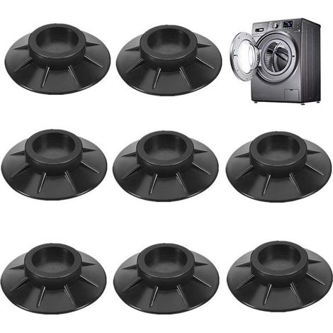 8 amortiguadores antivibración para lavadora, 10,4 cm, Reducen la fricción, Extra gruesa, Amortiguadores de sonido, Elevador para lavadora, Negro (1/5)
