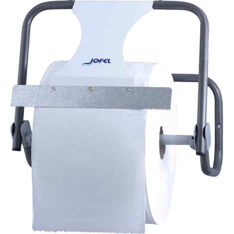 Jofel - Portarotolo a parete, Distributore industriale di carta con taglio frontale, Heavy Duty, tubo in acciaio da 20 mm, accetta rotoli fino a 500 m, AD10010