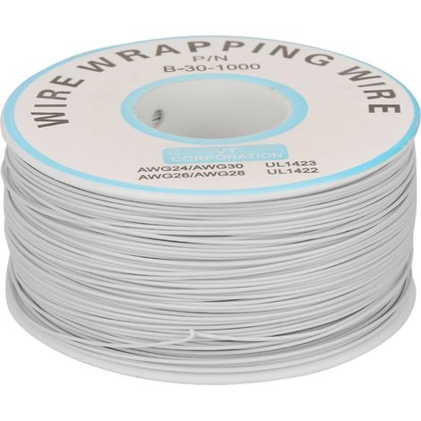 1 rouleau de fil de cuivre monobrin 30AWG, diamètre du noyau 0,25 mm (blanc) (1/5)