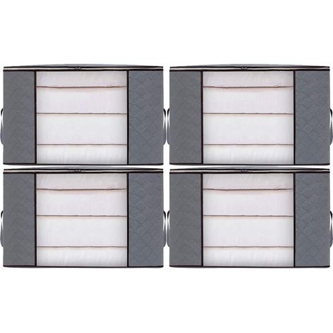4pcs Sacs de Rangement Vêtement Grand Boite Rangement Cartons Déménagement pliable Housse Couette pour Couverture Jouet Vêtement