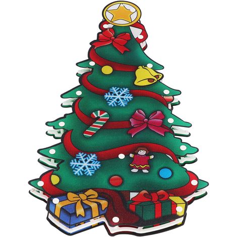 Décoration lumineuse de Noël à LED en PVC, silhouette de sapin de Noël avec ventouse, idéale pour les fêtes et les fenêtres. (1/5)