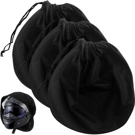 Lot de 3 sacs de rangement pour casque, 46x44cm, noir, avec cordon de serrage (1/5)