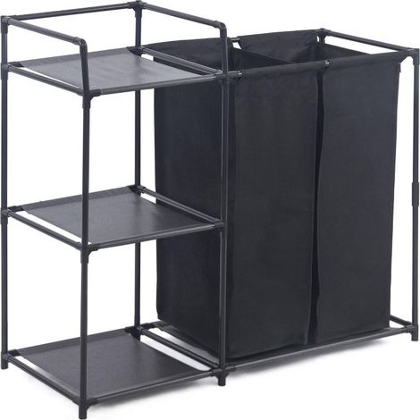 Trieur de Linge à 2 Sacs Détachables Avec Etagère de Rangement 3 niveaux Herzberg HG04531 (1/4)