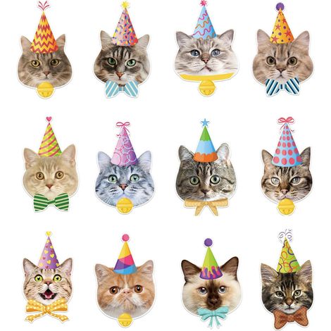 Lot de 12 décorations à suspendre au plafond en forme de chaton pour anniversaire, fête de mariage, décoration d'intérieur, éventail, chaîne de traction (1/2)