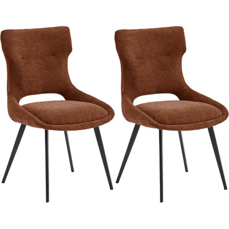 AMANDA - Lot de 2 Chaises Tissu Coloris Terracotta (1/5)