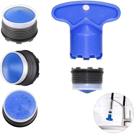 4 Pièces Aérateur de mousseur Robinet,Kit aérateur pour robinet escamotable,avec 1 Pièces Clé Démontage Robinet,pour Lavabo de Salle de Bain et Cuisine (1/5)