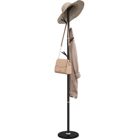 Perchero de pie estable con 12 ganchos 175 x 29 cm de hierro con revestimiento en polvo negro 020047601 (1/5)