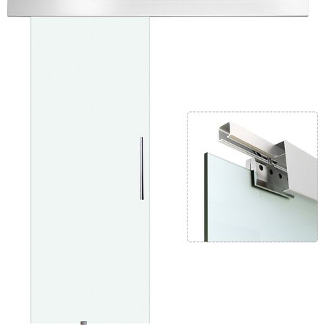 Puerta corredera de cristal con kit completo, vidrio satinado unilateral, 2050 x 900 mm (1/5)