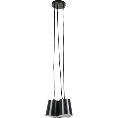 Suspension 3 lampes 27x27x120 cm en métal noir (1/4)
