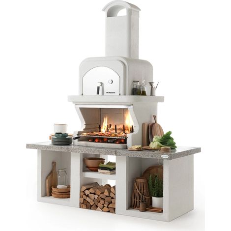 barbecue a carbonella in cemento palazzetti "pamplona" 210x90x267 cm