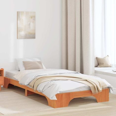 Bettrahmen Wachsbraun 90 x 200 cm Massives Kiefernholz