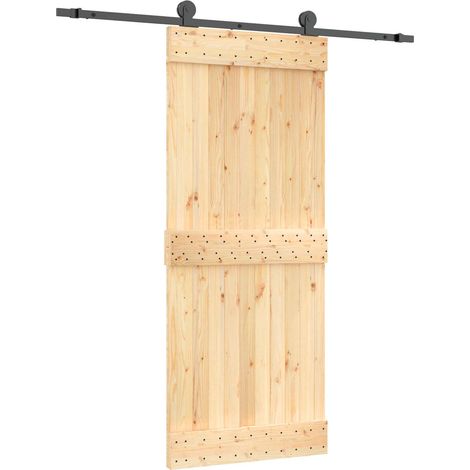 Schiebetür Natürlich und Schwarz 85 x 210 cm Massivkiefer vidaXL (1/5)