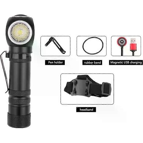 HONORNIC - Nouvelle lampe torche LED rechargeable XHP50 avec chargeur magnétique, éclairage frontal pour vélo et puissante lampe torche d'extérieur. Batterie intégrée.