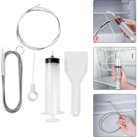 5-piece refrigerator cleaning kit, refrigerator drain unblocker, cleaning brush, reusable cleaning tool for cleaning drain holes (1/4)