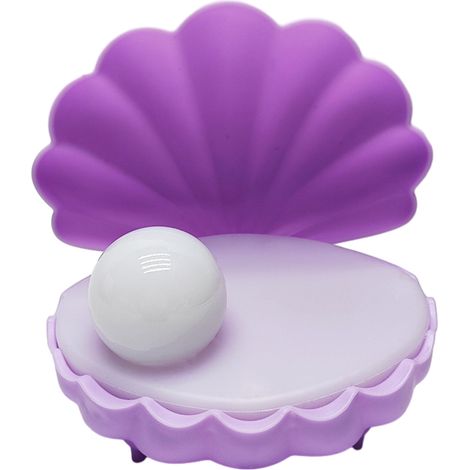 Lampe Nuit Coquillage - Veilleuse LED Portable en Forme de Palourde avec Perles Imitation - Pour Chambre à Coucher Bureau Bébé - 1 Pièce (1/5)